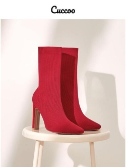 Cuccoo Minimalist Square Toe Sock Boots