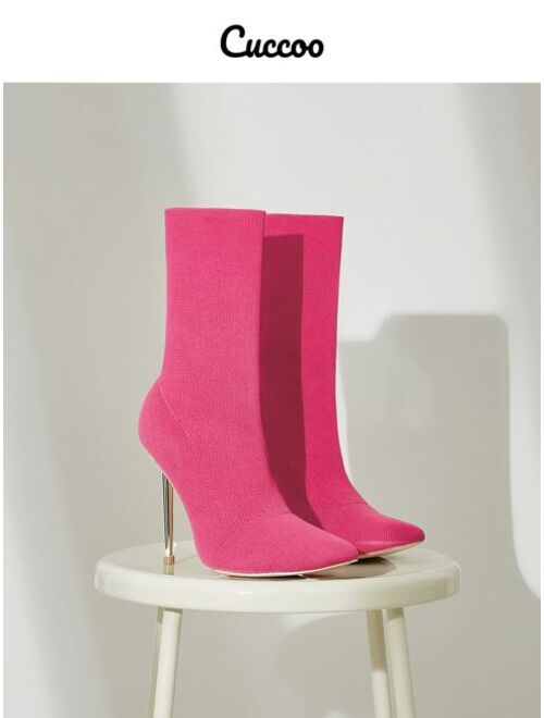 Cuccoo Minimalist Stiletto Heeled Knit Boots