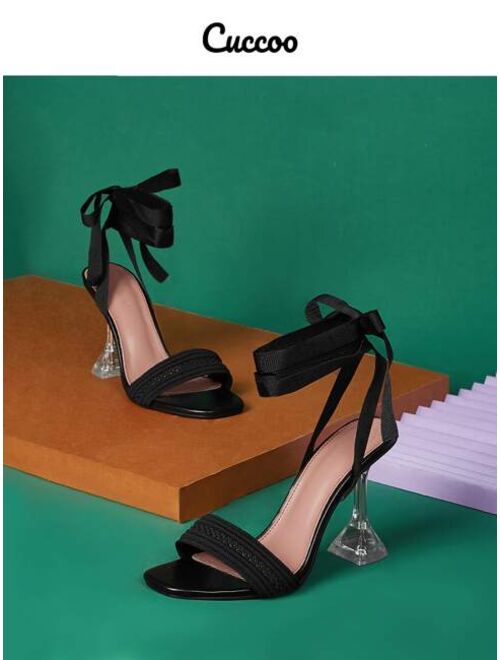 Cuccoo Tie Leg Design Pyramid Heeled Strappy Sandals