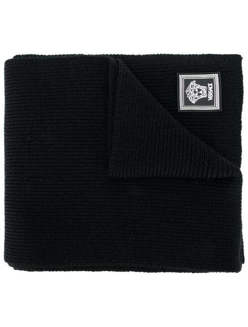 Versace ribbed knit wool scarf