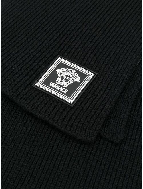 Versace ribbed knit wool scarf