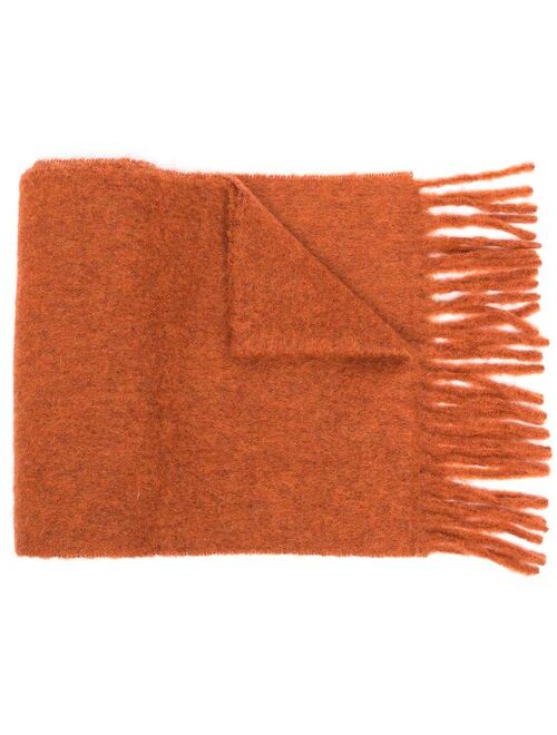 Marni logo-patch fringed scarf