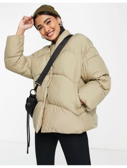 padded bomber jacket in light green