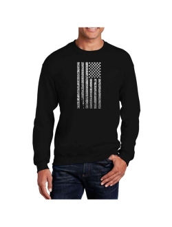 Big & Tall Men's Word Art National Anthem Flag Crewneck Sweatshirt