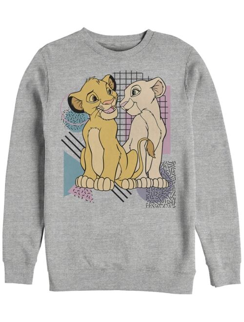 Disney Men's Lion King Retro Simba and Nala, Crewneck Fleece