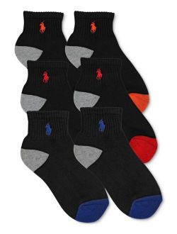6-Pk. Color-Blocked Quarter Low-Cut Socks, Little Boys & Big Boys