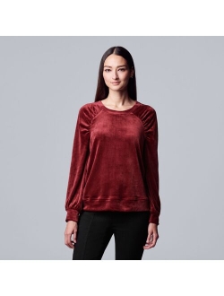 Shirred Raglan-Sleeve Top