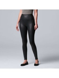 High Rise Coated Print Leatherette Shaping Leggings