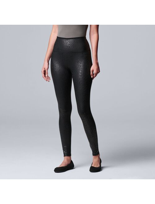 Women's Simply Vera Vera Wang High Rise Coated Print Leatherette Shaping Leggings