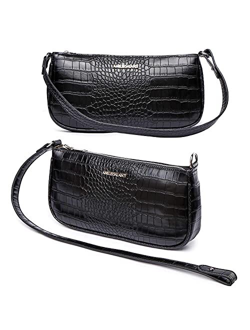 Amelie Galanti Shoulder Handbag for Women, Retro Clutch Handbag, Classic Shoulder Purse with Vegan Leather and Convertible Strap