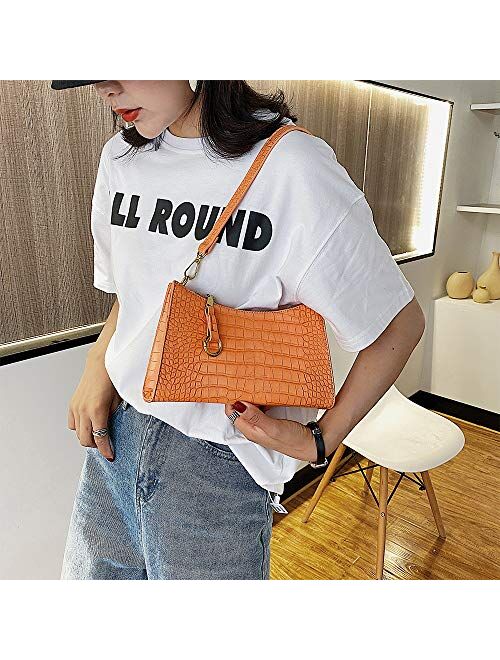 Sembook Retro Classic Shoulder Bag HandBag Purse Crossbody Vintage Crocodile Pattern with 2 Straps Zipper Closure