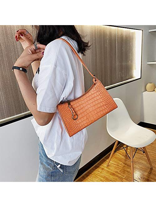 Sembook Retro Classic Shoulder Bag HandBag Purse Crossbody Vintage Crocodile Pattern with 2 Straps Zipper Closure