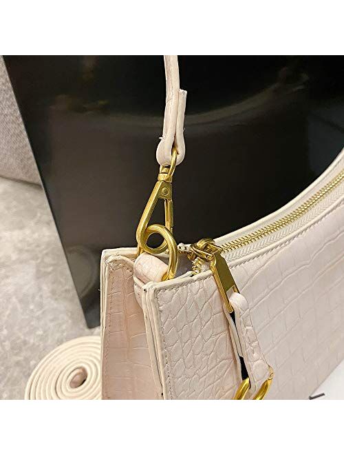 Sembook Retro Classic Shoulder Bag HandBag Purse Crossbody Vintage Crocodile Pattern with 2 Straps Zipper Closure