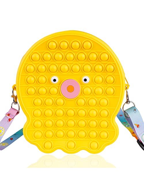 Genovega Pop Popper Purse It Bag for Girls, Push Bubble Popping Pops Its Sensory Fidget Bags Popit Hangdbag Popet Wallet for Teens, Ideas for Year Old Teenage Girl Pink Y