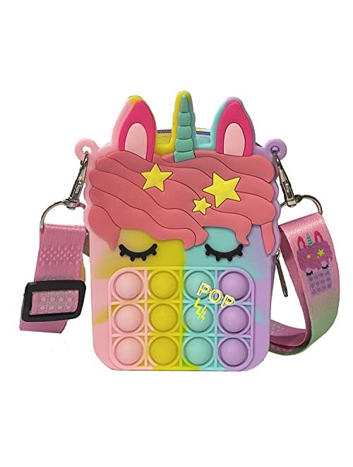 Posife Pop Shoulder Bag for Girls and Women,Popular Fidget Bag for Anxiety Toys,Pop Purse Bags,Push Pop Shoulder Bag Fidget Bag is The Best Gift for Students Kids