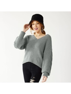 Juniors' SO® V-Neck Tunic Fashion Sleeve Sweater