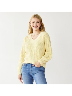 Juniors' SO® V-Neck Tunic Fashion Sleeve Sweater