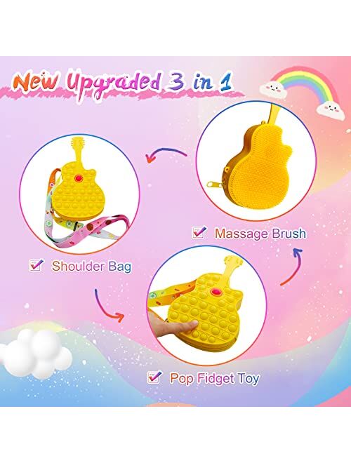 Livingcoral Pop It Purse Fidget Toys 2 Pack, Mushroom Shape Pop Its Shoulder Bag for Girls and Women, Push pop School Supplies Backpack for Students(Mushroom Shape Set)