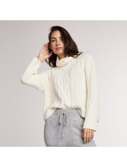 Women's Yummy Sweater Co. Funnel Neck Cable Sweater