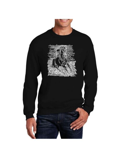 LA Pop Art Big & Tall Men's Word Art Popular Horse Breeds Crewneck Sweatshirt