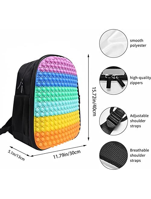 Teetyesy Fidget Backpack for School ,Pop-On-It Backpack,Fidget School Book Bags for Kids Teenagers Adjustable Shoulder Strap