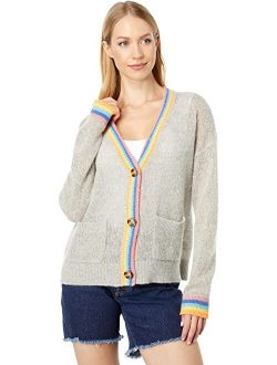 SUNDRY Rainbow Stripes Wool & Cashmere Cardigan