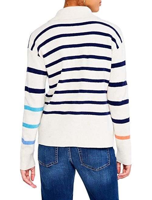 NIC+ZOE Petite Sailors Stripe Zip-Up Cardigan