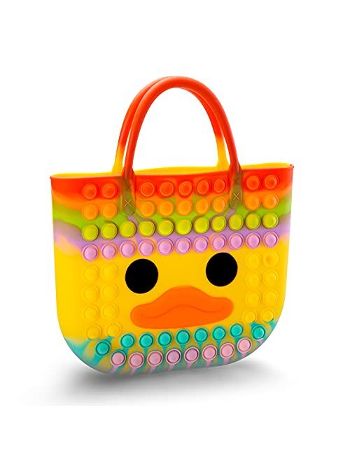 ZHUOVERCI Pop It Purse, Cute Duck Pop Bag for Girls, Sensory School Supplies Fidget Toys for Stress/Autism Relieve,Pop Push Bubble Crossbody Purse - Yellow