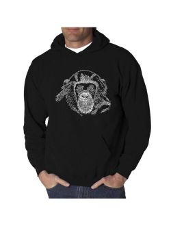 LA Pop Art Men's Chimpanzee Word Art Hooded Sweatshirt