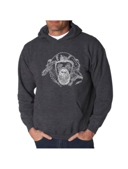 LA Pop Art Men's Chimpanzee Word Art Hooded Sweatshirt