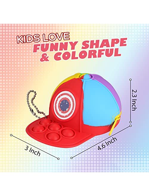 XNMOA Pop Coin Purse for Girls Boys Cute Pop Baseball Hat Bag Keychain Fidget Toy Pops It Wallet Purse Hand Bag Sensory Toys Bubbles for Kids Students Teens Wonmen