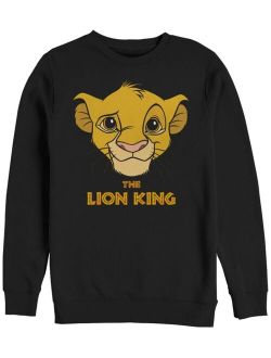 Men's Lion King Young Simba Face, Crewneck Fleece