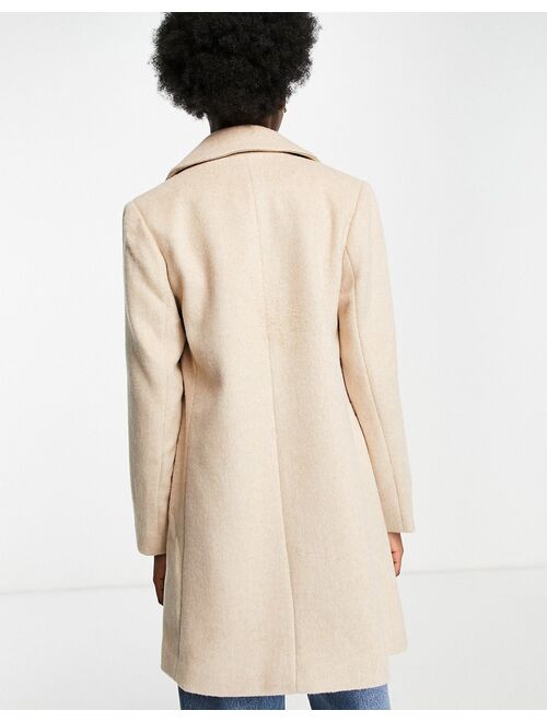 Stradivarius double breasted tailored coat in camel