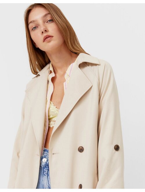 Stradivarius trench coat in light stone