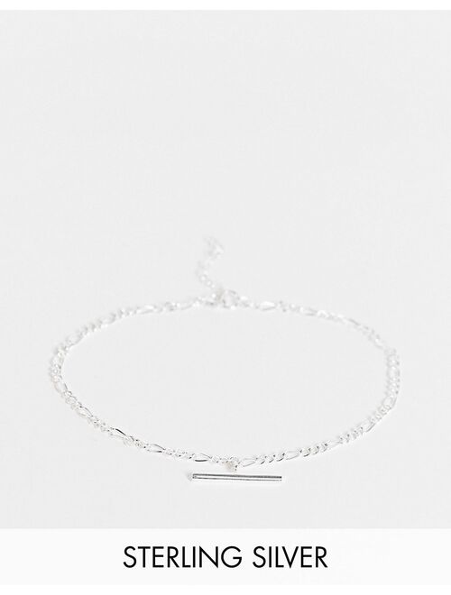 Asos Design sterling silver chain bracelet with t-bar