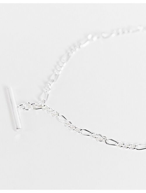 Asos Design sterling silver chain bracelet with t-bar