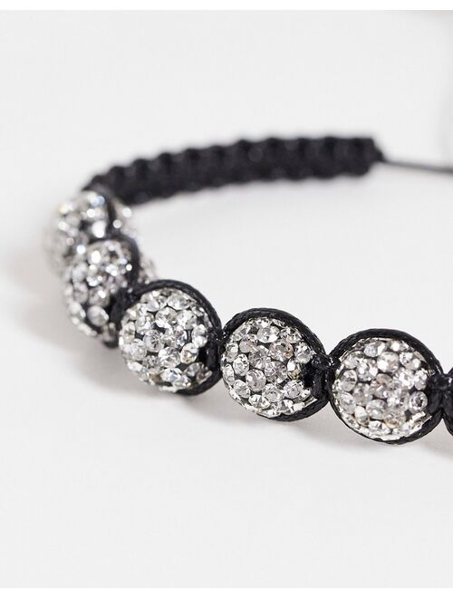 Asos Design shamballa beaded bracelet with iced detail in black