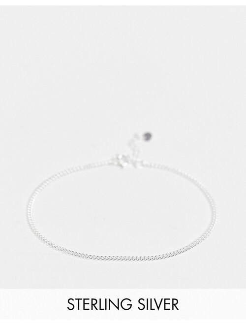 Asos Design sterling silver skinny chain bracelet with curb links in silver