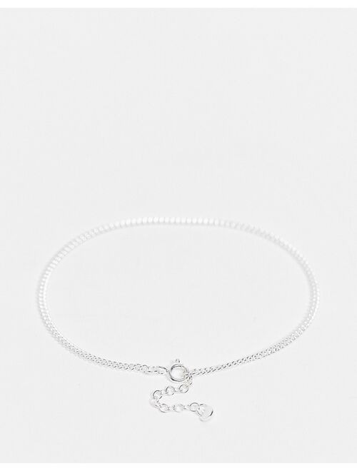 Asos Design sterling silver skinny chain bracelet with curb links in silver