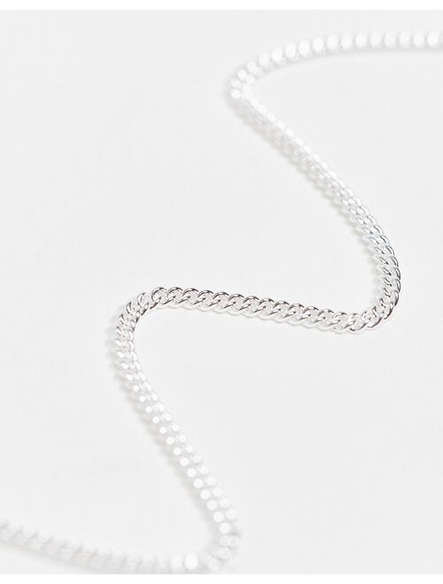 Asos Design sterling silver skinny chain bracelet with curb links in silver