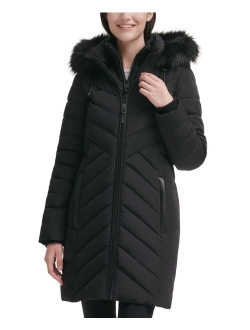 Women's Faux-Fur-Trim Hooded Puffer Coat