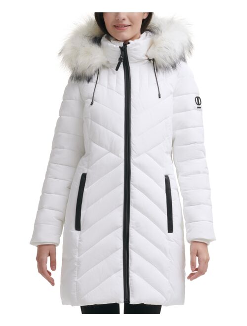 DKNY Women's Faux-Fur-Trim Hooded Puffer Coat