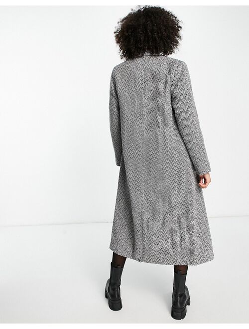 New Look maxi formal coat in black pattern