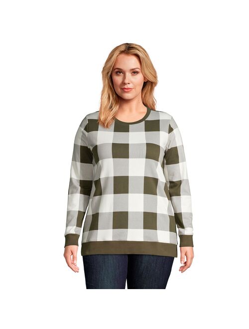 Plus Size Lands' End Serious Sweats Crewneck Long Sleeve Sweatshirt Tunic