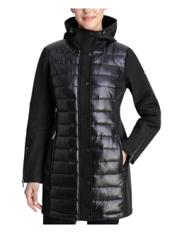 eneration Women's Mixed-Media Hooded Raincoat, Created for Macy's