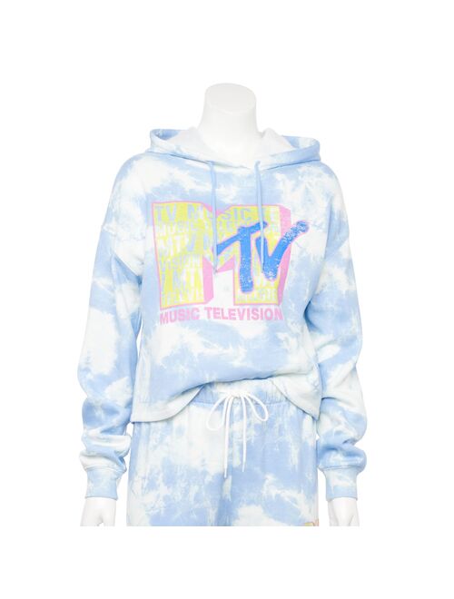 Juniors' MTV Tie Dye Cropped Hoodie