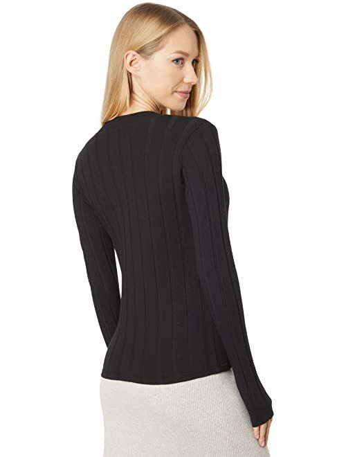 MONROW Flat Rib V-Neck Cardigan