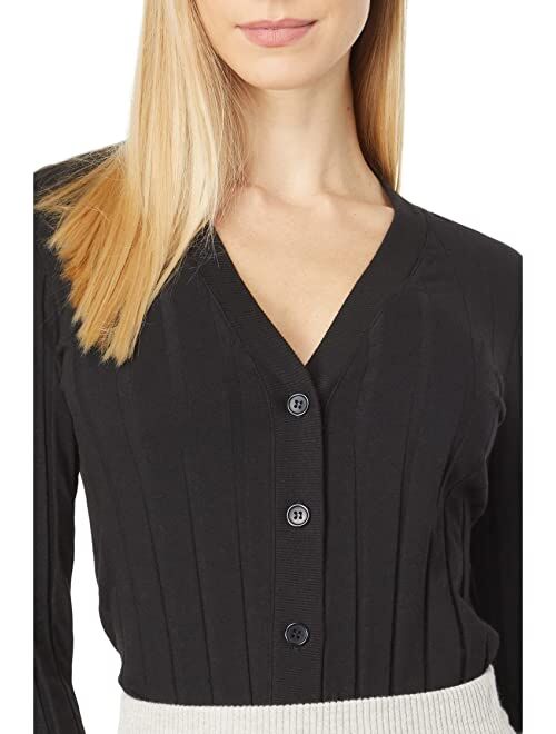 MONROW Flat Rib V-Neck Cardigan