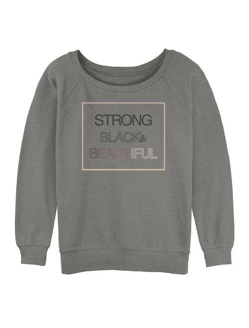 Juniors' "Strong Black & Beautiful" Text Slouchy Terry Sweatshirt