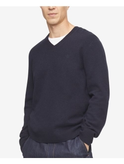 Men's Solid V-Neck Merino Wool Sweater